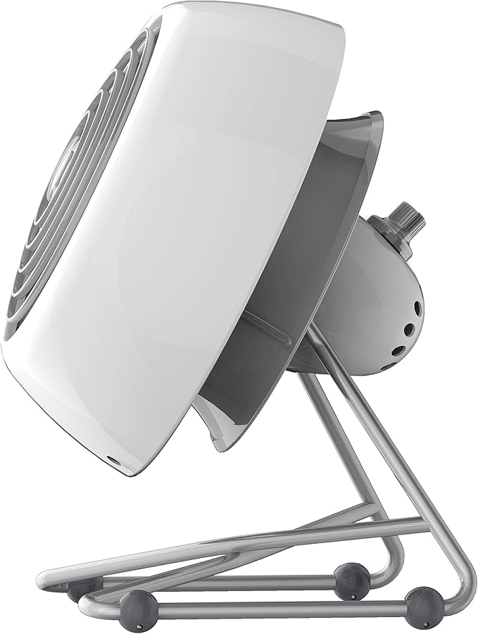 Vornado VFAN™ Mini Modern Personal Desk Fan with 2-Speed Control, Adjustable Tilt, Quiet Metal Air Circulator for Office, Bedroom, Dorm, Compact Desktop Cooling Device, Ice White
