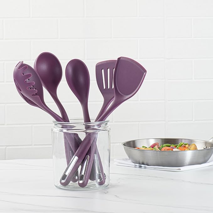 Met Lux Kitchen Utensil Sets, 10 Silicone Utensil Sets - 6 Pieces Per Set, High-Heat Tolerance, Purple Silicone Kitchen Utensils, For No-Stick Cookware - Restaurantware