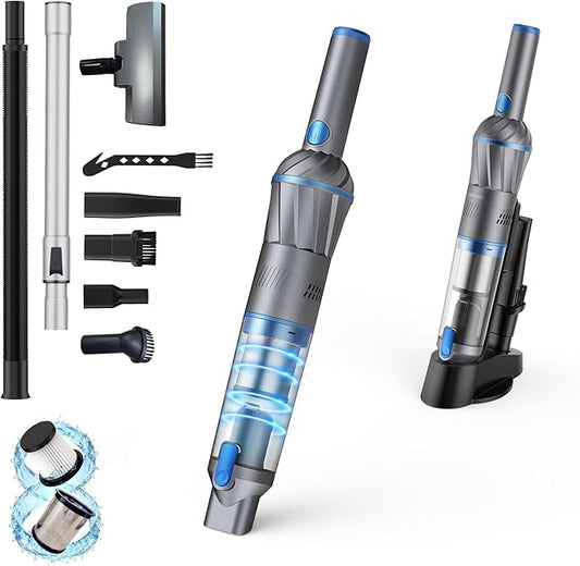 Handheld Vacuum Cordless Small Car Vacuum with Multiple Accessories | Powerful Suction, Lightweight, Multi-Nozzles, One-Touch Dust Cup, HEPA Filter Mini vacuum for Car Home Office Pet