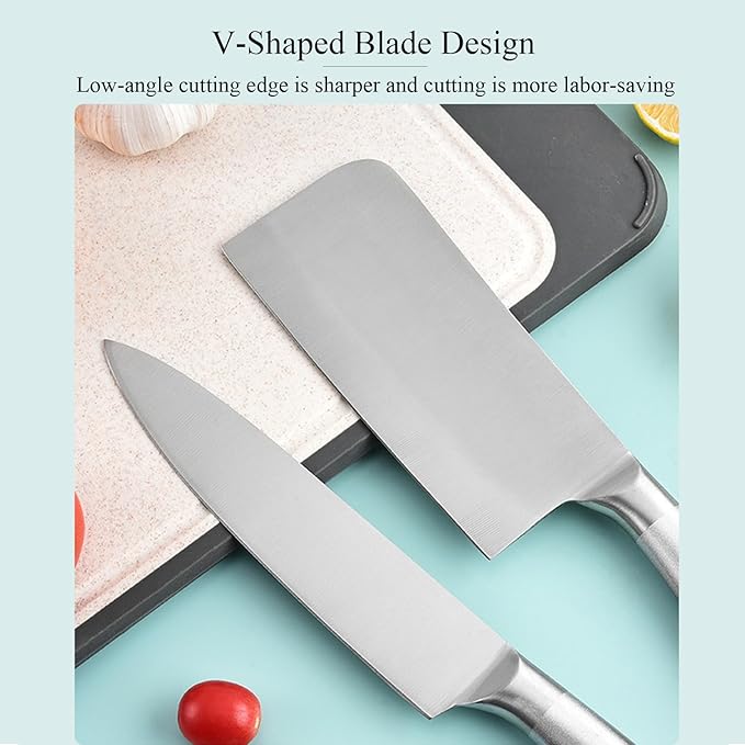 Professional 9-Piece Kitchen Knife Set with Acrylic Block - Non Stick Sharp Stainless Steel Chef Knives with Sharpener,Gift for Home Kitchen Women