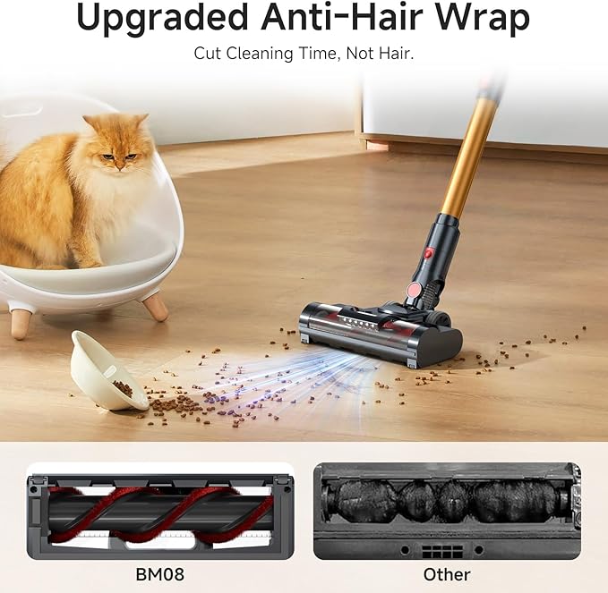 Cordless Vacuum Cleaner, 550W/50Kpa/70Mins Vacuum Cleaners for Home with Smart Auto Mode/LED Touch Display, Self-Standing Cordless Stick Vacuum Rechargeable, Vacuum Cleaner for Pet Hair/Carpet/Floors | Self-Standing Cordless Stick Vacuum Rechargeable w...