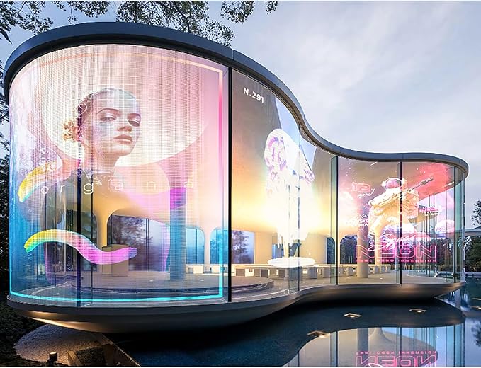 3wled P10 LED Flexible Transparent Film Screen with High Transparency, LED Smart Film with Foldable & Lightweight for Glass Wall (39.4'' X 9.5'')