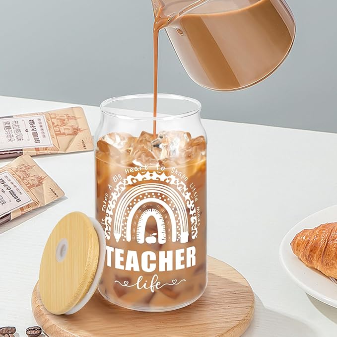 Zutcogo Teacher Appreciation Gifts - Anniversary Birthday End of Year Presents for Teacher from Student - Thank you Retirement Back to School Gifts Idea for Women Men Coworker -16 Oz Can Glass