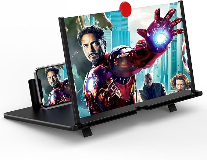 18" Screen Magnifier for Cell Phone,3D Magnifying Projector Screen Enlarger Expander for Movies, Videos, and Gaming, Foldable Phone Stand with Screen Amplifier, Gifts for Mom Dad