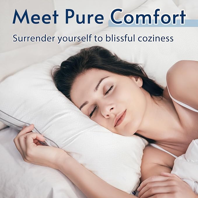 viewstar Bed Pillows Different Sizes Set of 2, Hotel Quality Cooling Down Alternative Gusseted Pillows for Side, Back, or Stomach Sleepers, White, King