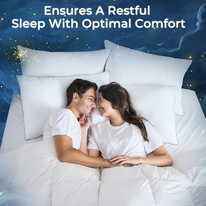 Sasttie Firm Standard Pillows Set of 6, Full Size Bed Pillows for Side, Back, and Stomach Sleepers - Oeko-Tex Certified Supportive Down Alternative Plump Filling - Hotel Quality and Machine Washable