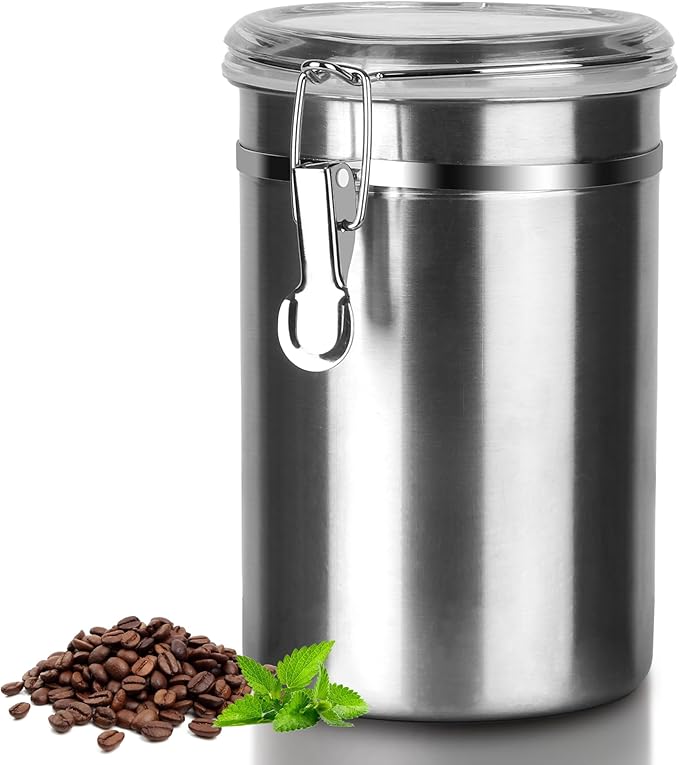 Walktosun Stainless Steel Food Container with Clear Lids Airtight Storage Container Stackable Small Canisters Kitchen Pantry Storage for Cereal, Snacks, Candy, Herbs, Spices, Sugar, Tea (Silver)