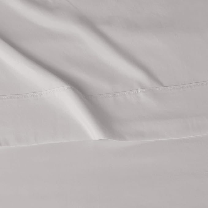 Amazon Basics Lightweight Breathable, Ultra-Soft, Wrinkle-Free Luxury Microfiber 4-Piece Bed Sheet Set with 14-Inch Deep Pockets, Full, Light Gray, Solid