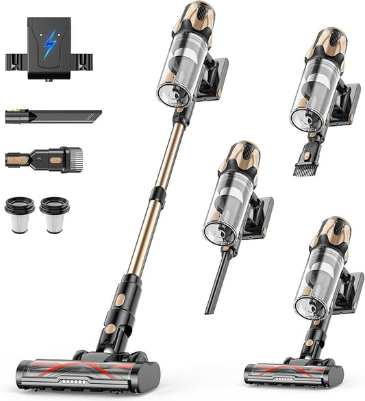 Tikom V850 Cordless Vacuum Cleaner for Home, 50000Pa/550W 70Mins Stick Vacuum with LED Touch Screen, 1.8L Dust Cup, Charging Wall Dock, Anti-Tangle, Lightweight Vacuum for Pet Hair, Hard Floor, Carpet