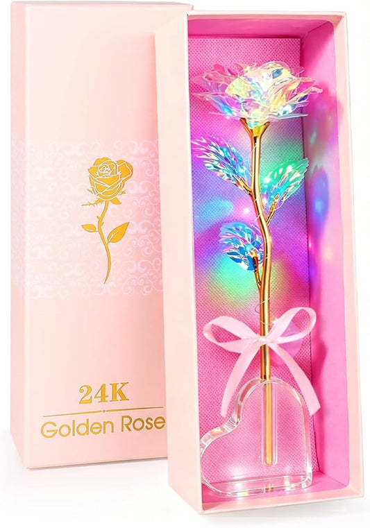 Mothers Day Mom Gifts for Women Grandma, Artificial Forever Birthday Flowers Galaxy Glass Eternal Roses with Heart Shaped Crystal Vase, Mother's Day Anniversary Wedding Rose Gifts for Wife Sister