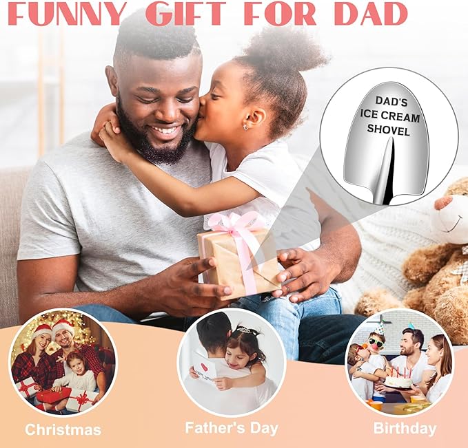 Fathers Day Gifts for Dad, Dad Birthday Gift, Funny Dad Gifts from Daughter Son, Dad's Ice Cream Shovel