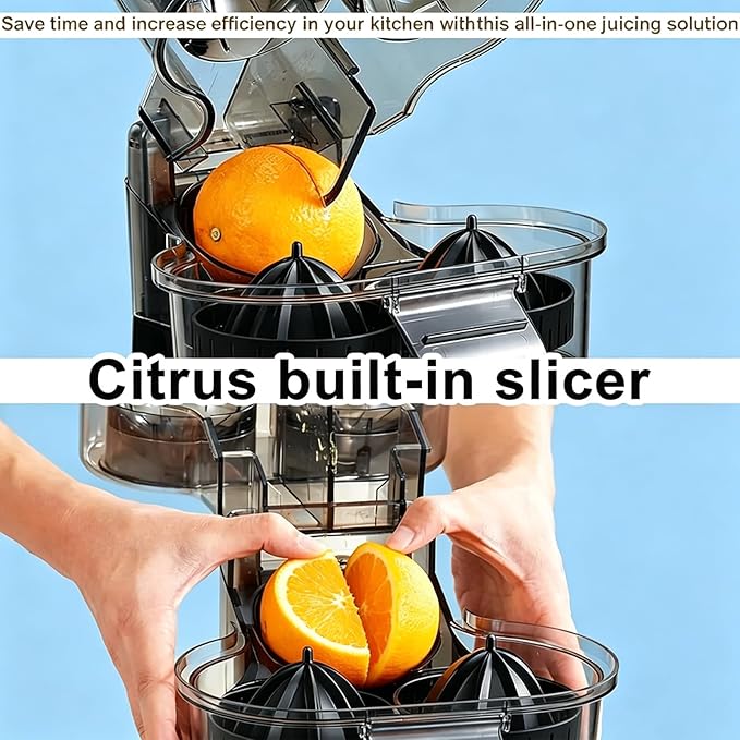 400ml Electric Juicer Machine, Dual Head Automatic Citrus Juicer, 8 Blade Pulp Groove, High Juice Yield, One Button Start, with 18000 RPM Powerful Motor, Food Grade, for Kitchen