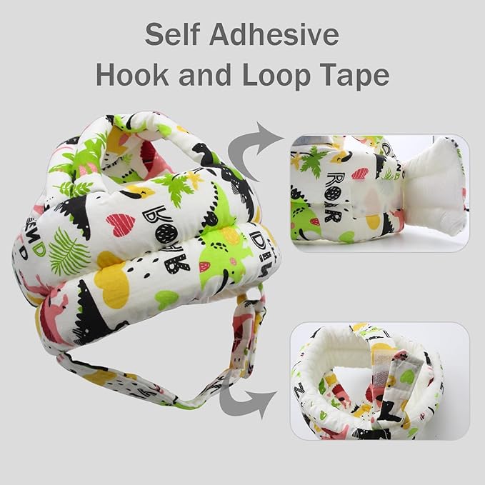 Baby Head Protector Baby Helmet for Crawling Walking, No Bumps Safety Head Adjustable Protective Cap for Walking, Playing (Dinosaur C)