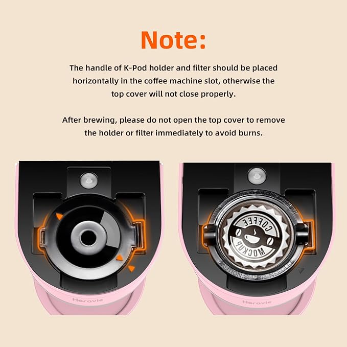 Horavie Mini Single Serve Coffee Maker for K-Cup Pod and Grounds, Fast Brew One Cup Coffee Machine with Descaling Reminder and Water Window, 6 to 12 oz. Brew Sizes, Pink