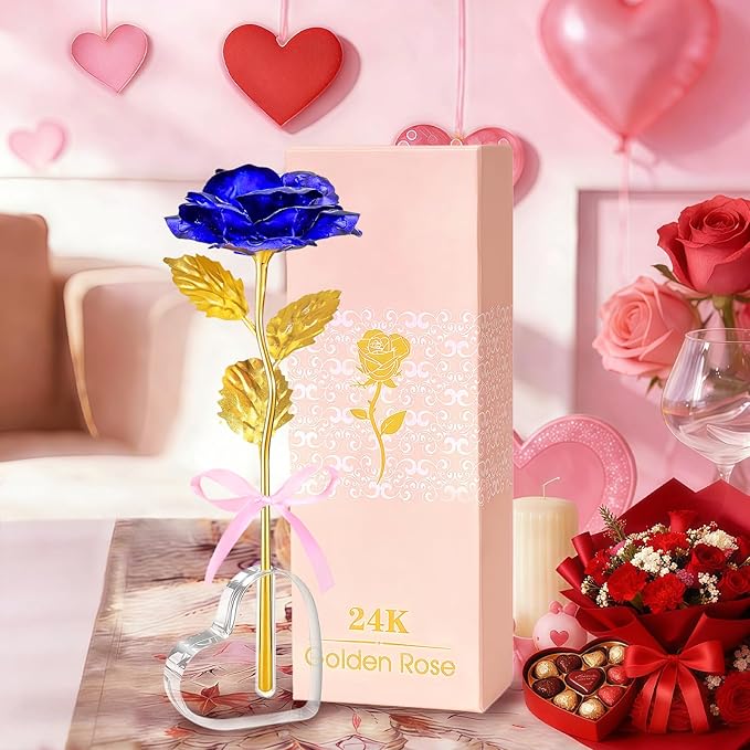 Mothers Day Mom Gifts for Women Grandma, Artificial Forever Birthday Flowers Galaxy Glass Eternal Roses with Heart Shaped Crystal Vase, Mother's Day Anniversary Wedding Rose Gifts for Wife Sister