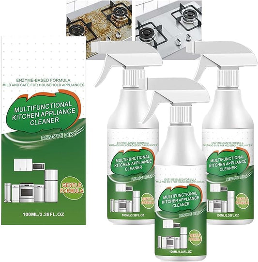 Kitchen Cleaner Remover Spray, Heavy-Duty Kitchen Degreaser Foam Enzyme Cleaner, Multifunctional Kit-chen Appliance Cleaner Spray, Electrolyzed Ion Degreaser for Stove, Oven, Range Hood (3)
