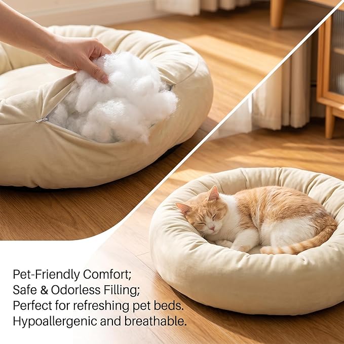 RAINFLOW Polyester Fiberfill Stuffing - 7.05oz Polyfill for Pillow Stuffing, Stuffed Animals and DIY Crafts, Firm Support Filling for Small Dolls, Cushions and Sewing Projects
