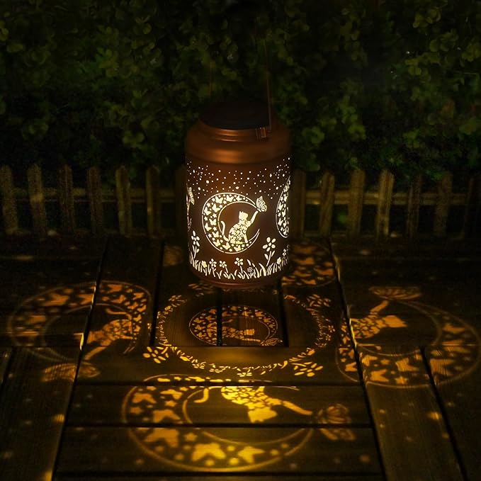 Mothers Day Gifts for Mom Grandma - Birthday Gifts for Women, Cat Solar Lights Outdoor Waterproof, Decorations Outside for Yard, Garden Decor Solar Lantern