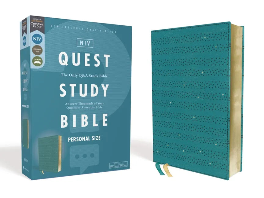Niv, Quest Study Bible, Personal Size, Leathersoft, Teal, Comfort Print: The Only Q and A Study Bible - Imitation Leather