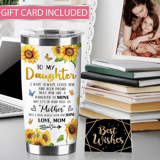 Hexagram Mothers Day Gifts for Daughter, 20 oz Tumbler, Daughter Gift from Mom, Gift for Daughters from Mothers Day, 18/8 Stainless Steel Mug