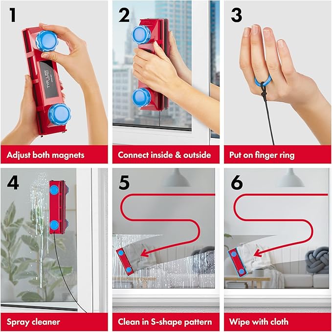 Tyroler Magnetic Window Cleaner The Glider D3 AFC + Extra 2 Microfiber Cloths Bundle: for 0.1-1.1" Thick Windows with a Premium Replacement Microfiber Cleaning Cloths