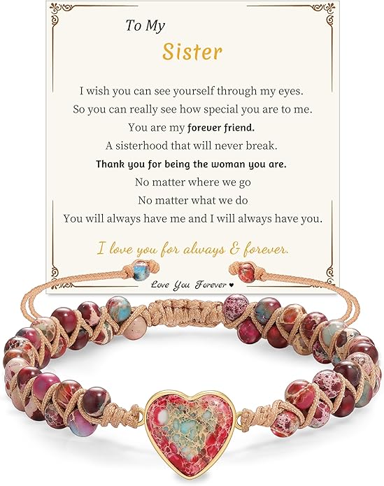Mothers Day Gifts for Daughter Granddaughter, To My Mom Grandma Wife Girlfriend Sister Jasper Heart Bracelets Birthday Anniversary Christmas Stocking Stuffers Valentines Day Jewelry