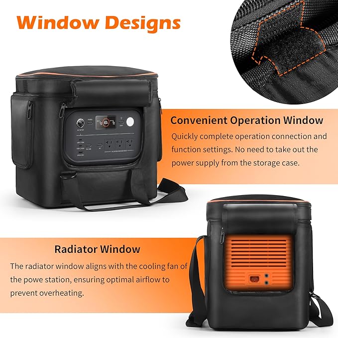 Portable Power Station Carrying Bag Compatible with Jackery Explorer 2000 V2, Travel Storage Case with Quick-Acess Window, Convenient for Camping, Hiking, Home Use