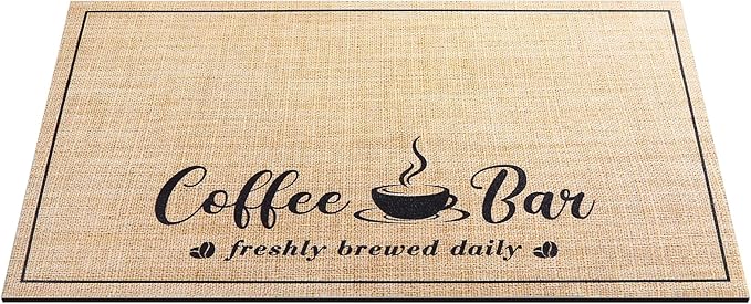 CooRug Absorbent Coffee Mat, Fashion Dish Drying Mat for Kitchen Counter Coffee Bar Accessories Espresso Machine Dish Rack 16" x 24" Beige