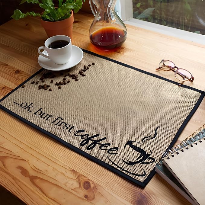 20 x 14 Inch Coffee Bar Mat, Large Coffee Mat for Countertop Kitchen Counter, Retro Coffee Pot Table Mat for Coffee Station Maker, Espresso Machine Tea Pad Placemat Bar Accessories, A