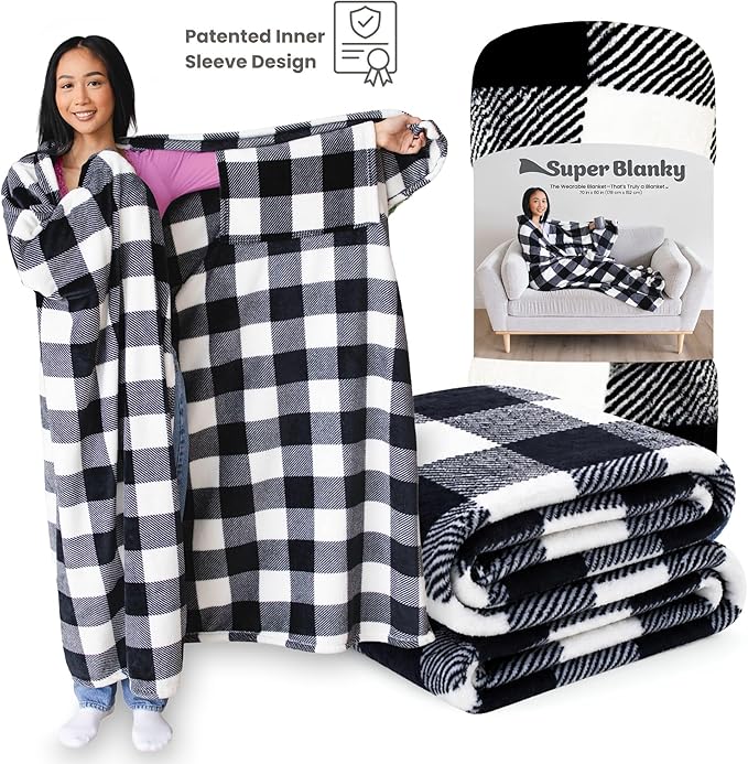 Super Blanky Wearable Blankets for Women, Adult Wearable Blanket Men, Mother's Day Gifts for Her, Wife Birthday Gift Ideas