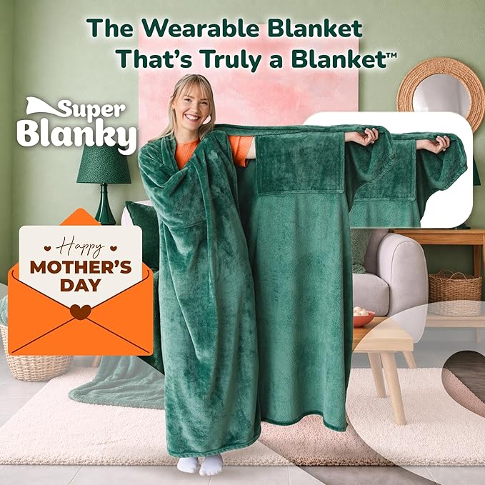 Super Blanky Wearable Blankets for Women, Adult Wearable Blanket Men, Mother's Day Gifts for Her, Wife Birthday Gift Ideas