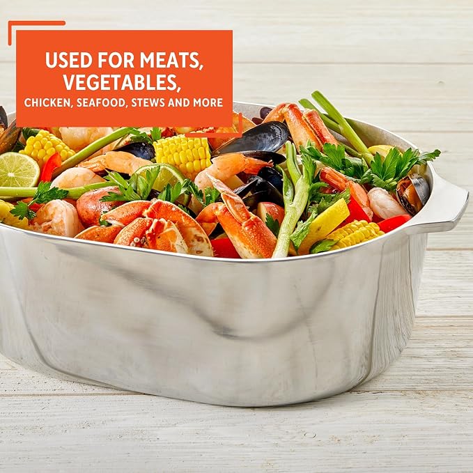 IMUSA 11 Inch Cajun Cast Aluminum Oval Roaster with Lid for Vegetables | Ideal for Roasting Meats and Stews