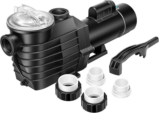 VIVOHOME 2.5HP Dual Voltage Pool Pump, High Lift 78FT Self-Priming, DOE Energy Saving, 1.5" & 2" Connectors w/Strainer Basket for In/Above Ground Pools