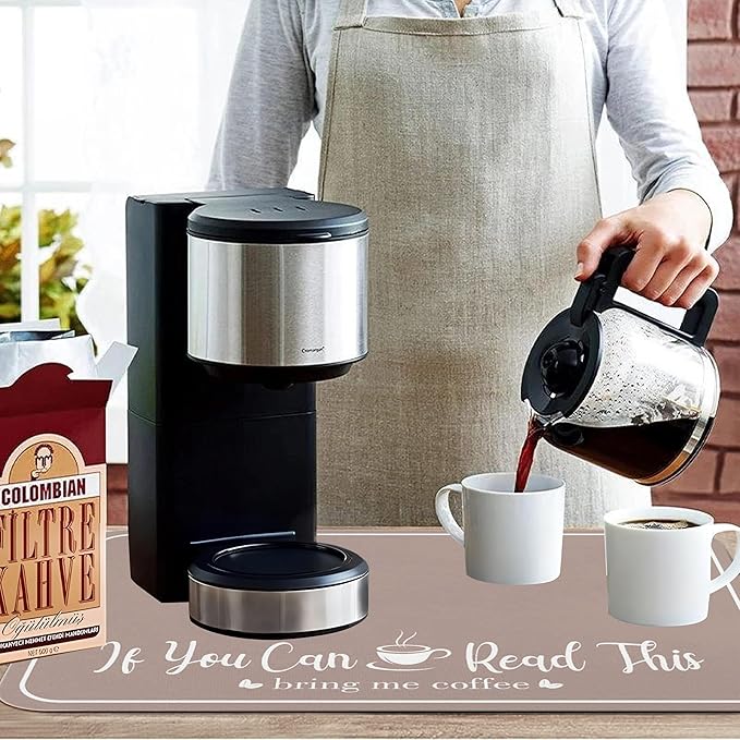 Coffee Bar Mat for Countertops 18inx24in,Absorbent Hide Stain Anti-Slip Cafe Bar Accessories Fit Under Coffee Machine Mat,dish drying mats for kitchen