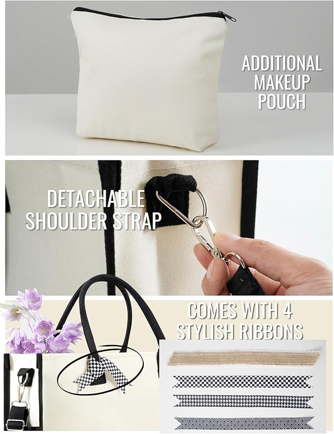 InnoBeta Grandma Gifts, Canvas Tote Bag on Christmas or Birthday & Mother's Day, Tote with Top Zipper Closure and Shoulder Strap - Blessed Grandma
