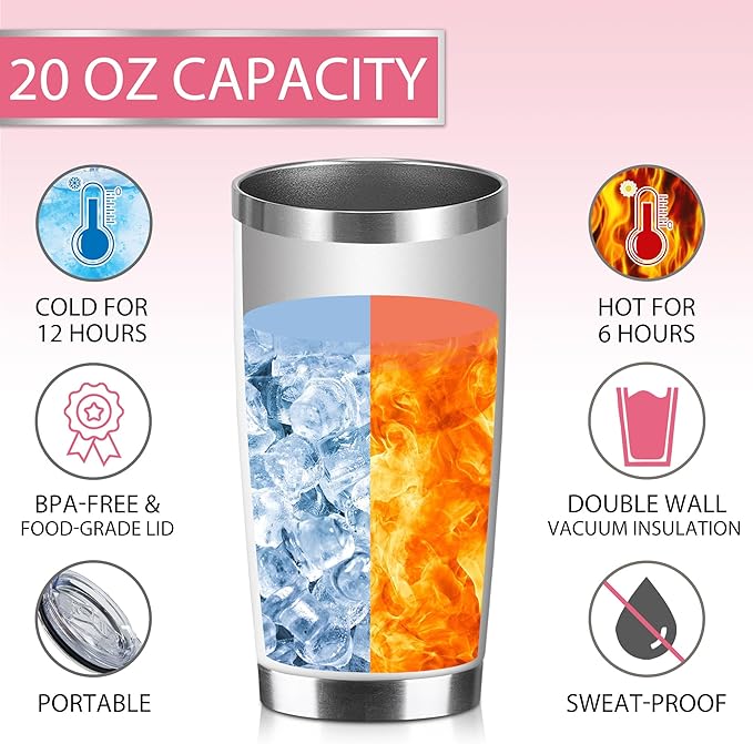 Hexagram Mothers Day Gifts for Daughter, 20 oz Tumbler, Daughter Gift from Mom, Gift for Daughters from Mothers Day, 18/8 Stainless Steel Mug