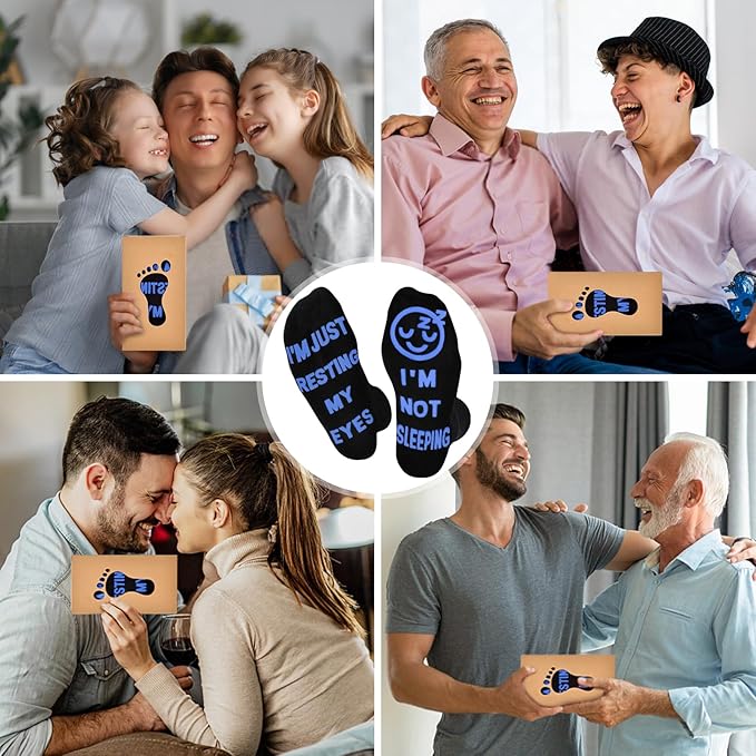 FilmHOO Birthday Gifts for Men Fathers Day Dad Gifts for Dad from Daughter Son Wife Easter Mens Funny Socks for Him