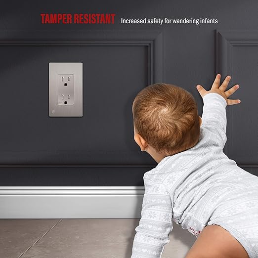 ENERLITES Elite Series Decorator Receptacle Outlet Child Safe Tamper-Resistant, Gloss Finish, Self-Grounding, Residential Grade, 15A 125V Standard Electrical Wall Outlet, UL Listed, Nickel (10 Pack)