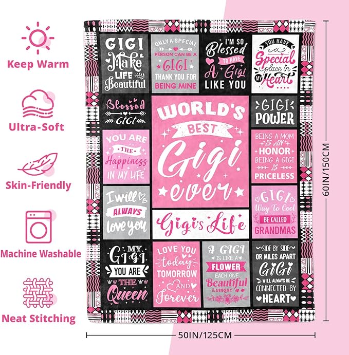Gigi Gifts for Grandma - World's Best Gigi Ever Gifts on Christmas Mothers Day Birthday - Birthday Gift for Grandma from Grandkids Unique - Gigis Life Blanket 50"x60"