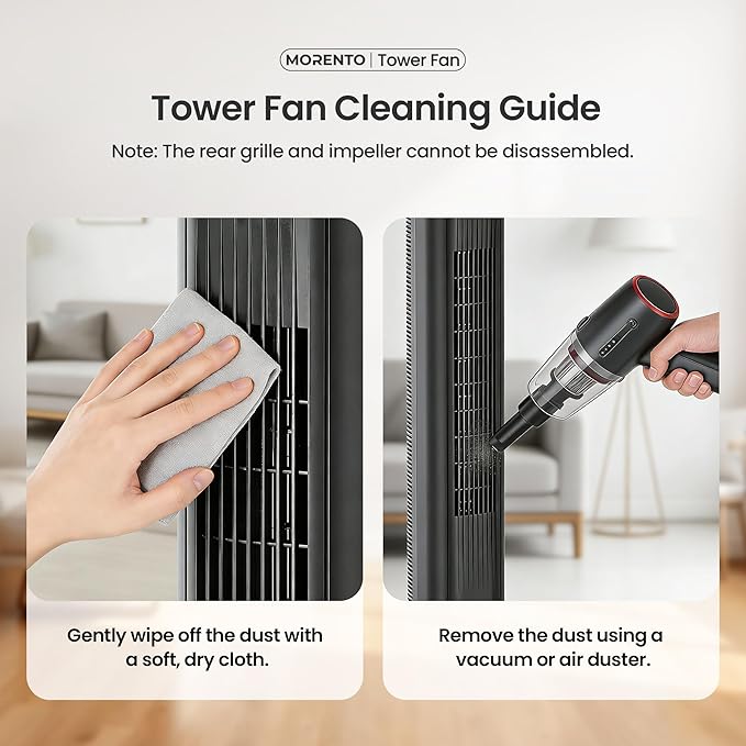 MORENTO Tower Fan for Bedroom, 2026 Upgraded 90° Oscillating 43" Standing Fan with 4 Speeds, 4 Modes, 25ft/s Velocity Bladeless Fan with APP/Voice/Remote/Touch Control, 28dB, 12H Timer, Black 1Pack