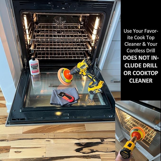 Keyfit Tools SmoothOperator PROFESSIONAL Drill Powered Glass Ceramic Cooktop Cleaner Oven Door Glass Stove Top Polisher ~ HexaMax M780 Proprietary Non Abrasive Cleaning/Polishing Material