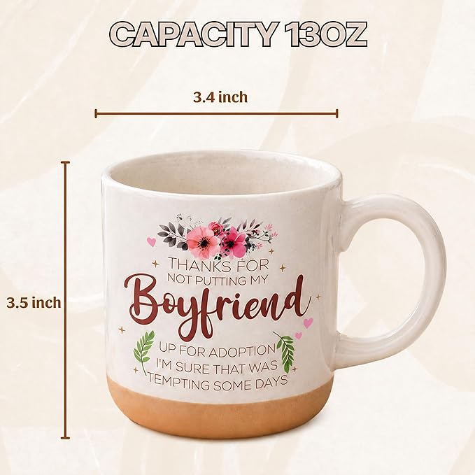 Boyfriends Mom Mothers Day Gift Mug, Boyfriends Mom Gfts, Mothers Day Gift for Boyfriendss Moms, Boyfriend Moms Gifts for Christmas, Birthday Gift, Flower Cups 13oz