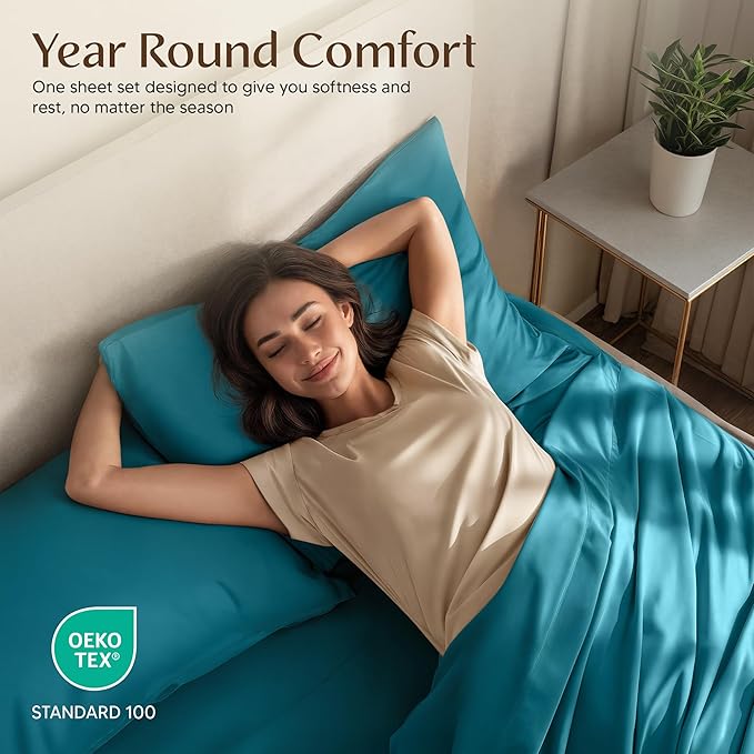Utopia Bedding Twin Sheet Set – 3 Piece Bed Sheets for Twin Size Bed, Soft and Breathable Microfiber, Includes 1 Fitted Sheet, 1 Flat Sheet and 1 Pillowcase – Oeko Tex (Denim Blue)