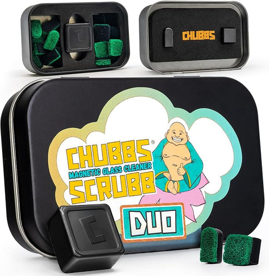 Chubbs Scrubb Duo Magnetic Glass Cleaner Kit - Mini Magnet Scrubber for Hard-to-Reach Stains on Glass, Ceramic & Metal