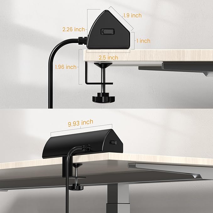 VILONG Desk Clamp Power Strip,65W Total Fast Charging Station,Desk Edge Mount Power Strip,8 USB Ports (4 USB C) & 5 AC Outlets,1200J Surge Protector (Black, 6, Feet, Power Strip)