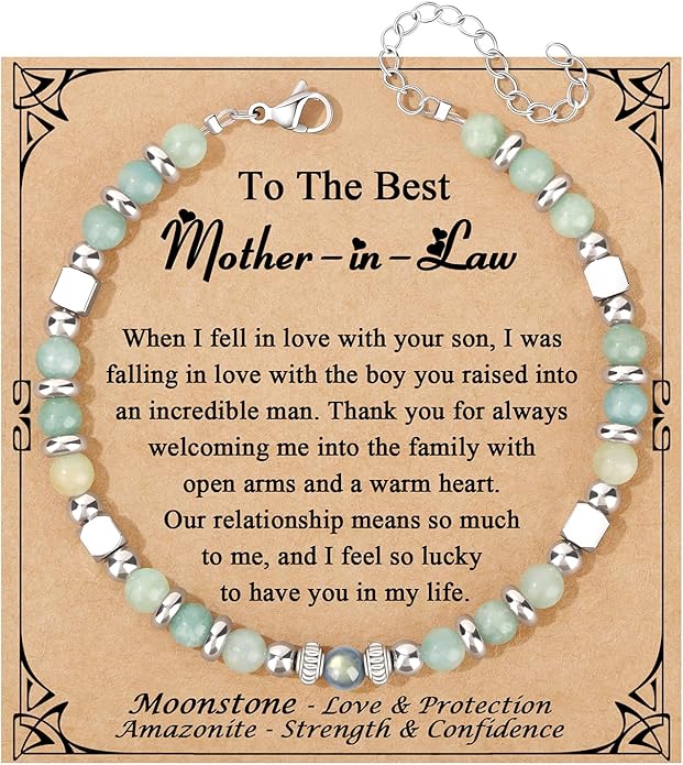 JoycuFF 𝗚𝗶𝗳𝘁𝘀 𝗳𝗼𝗿 𝗪𝗼𝗺𝗲𝗻 𝗠𝗼𝗼𝗻𝘀𝘁𝗼𝗻𝗲 𝗕𝗿𝗮𝗰𝗲𝗹𝗲𝘁 Amazonite Colorful Imperial Jasper Stainless Steel Beads Bracelets, Mothers Day Birthday Christmas Valentines Graduation Gifts