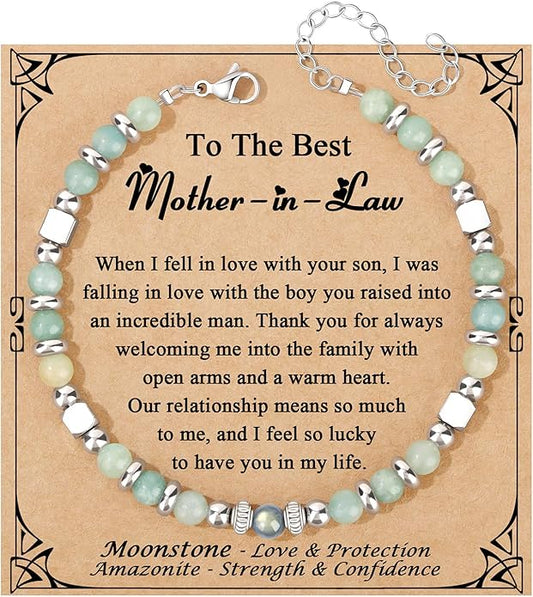 JoycuFF 𝗚𝗶𝗳𝘁𝘀 𝗳𝗼𝗿 𝗪𝗼𝗺𝗲𝗻 𝗠𝗼𝗼𝗻𝘀𝘁𝗼𝗻𝗲 𝗕𝗿𝗮𝗰𝗲𝗹𝗲𝘁 Amazonite Colorful Imperial Jasper Stainless Steel Beads Bracelets, Mothers Day Birthday Christmas Valentines Graduation Gifts
