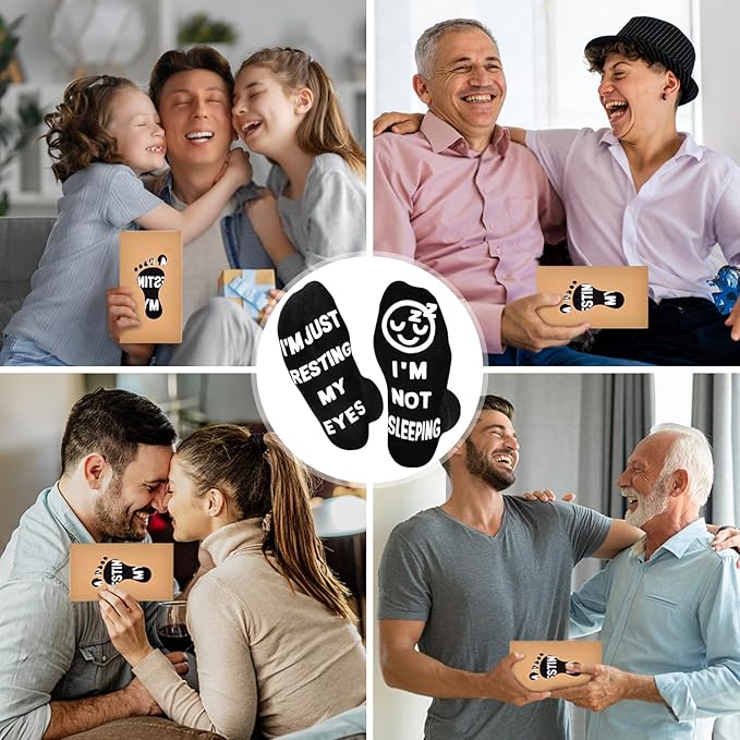 FilmHOO Birthday Gifts for Men Fathers Day Dad Gifts for Dad from Daughter Son Wife Easter Mens Funny Socks for Him