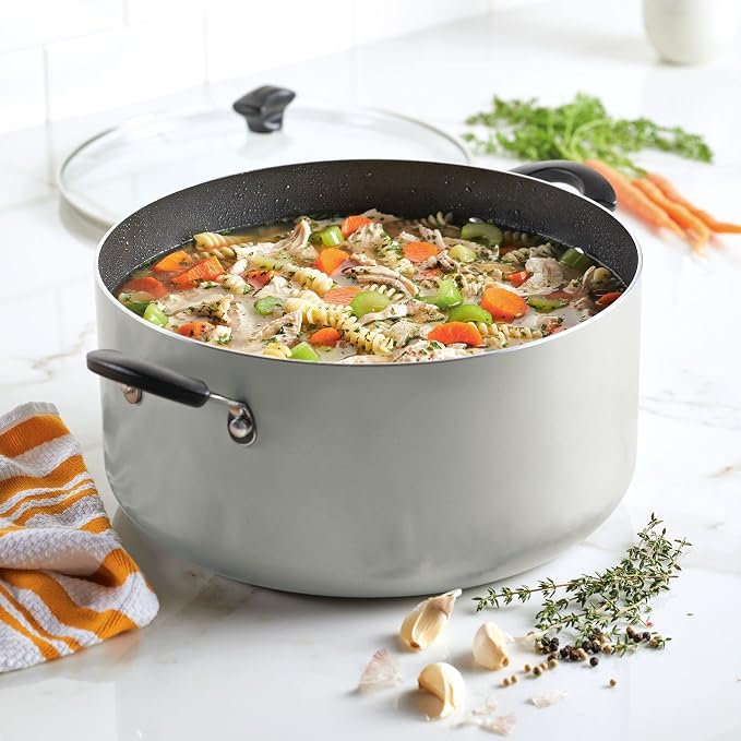 Farberware Cookware Nonstick Stockpot with Lid, 10.5 Quart, Silver