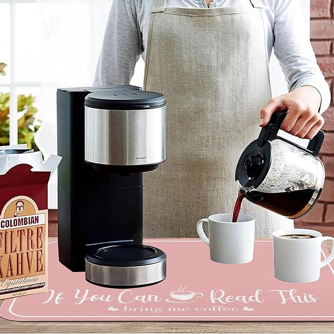 Coffee Bar Mat for Countertops 31.5inx17in,Absorbent Hide Stain Anti-Slip Cafe Bar Accessories Fit Under Coffee Machine Mat,Dish Drying mats for Kitchen
